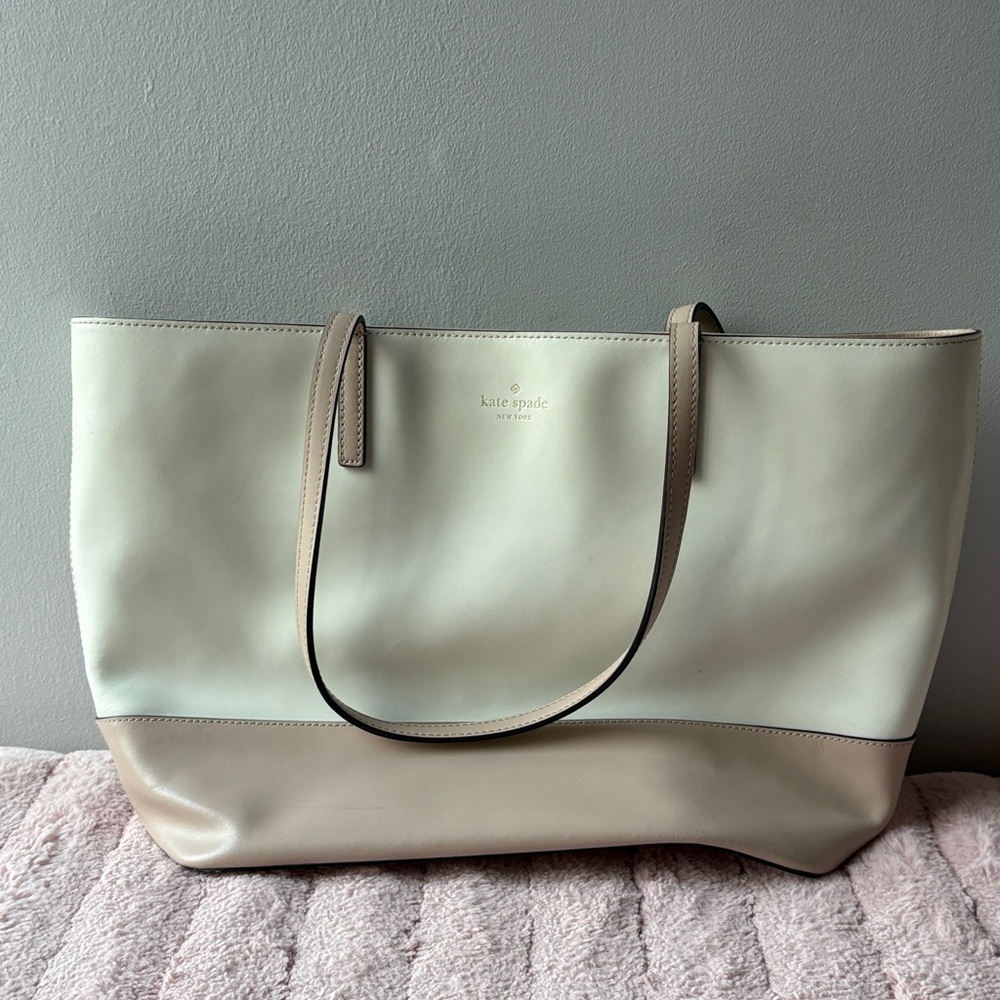 Kate Spade Cream and Tan Tote Bag